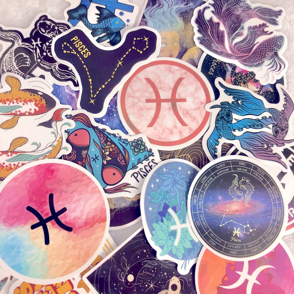 PISCES Zodiac Astrology Sign Intuitively Chosen Mix Mystery Sticker Set 5PCS